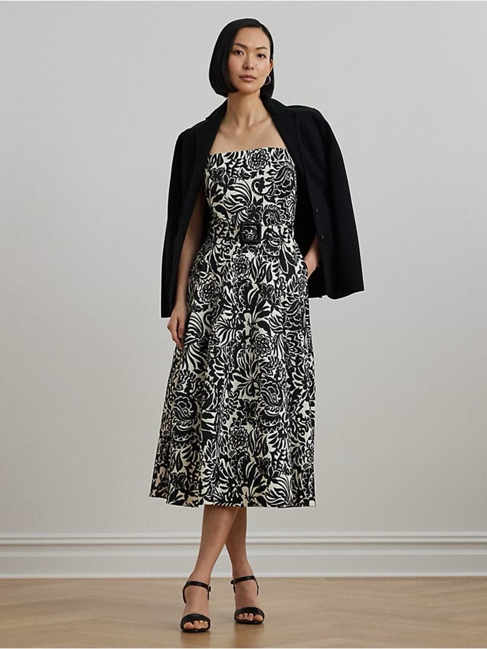 Lauren Ralph Lauren Floral Belted Faille Cocktail Dress 14